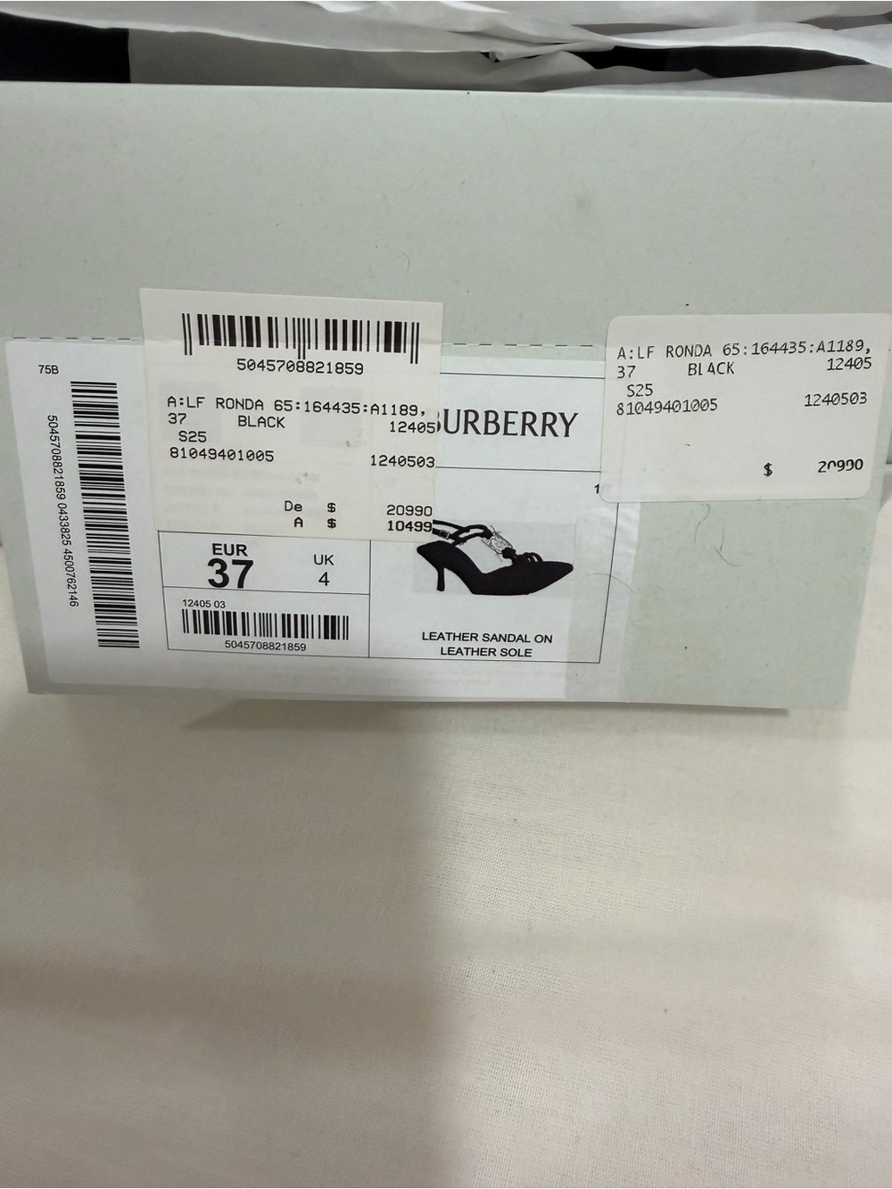 Authentic Burberry Black Quilted Ronda 65mm Sling Sandals with Silver Logo - Picture 4 of 11